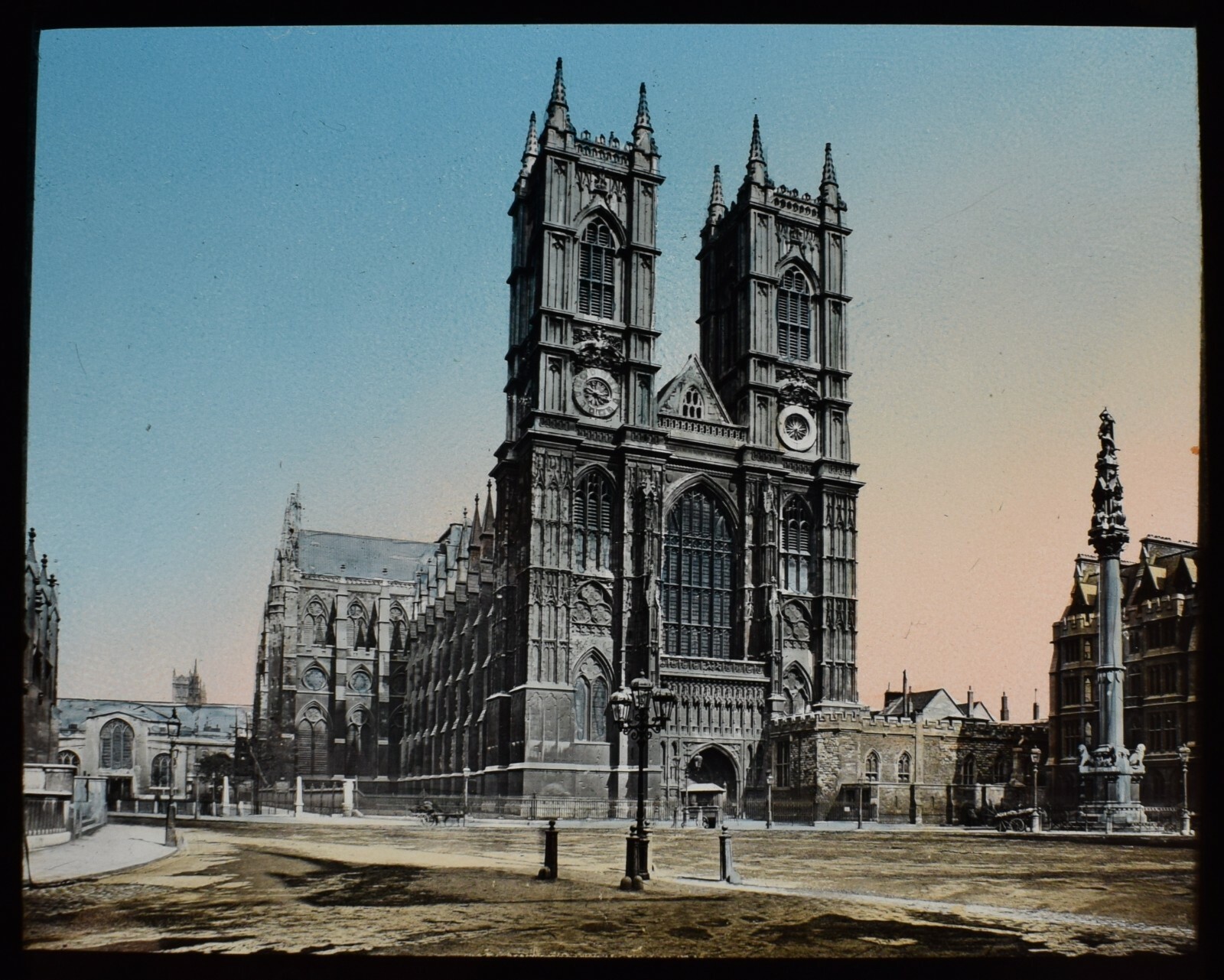 ANTIQUE Magic Lantern Slide WESTMINSTER ABBEY C1890 VICTORIAN PHOTO LONDON