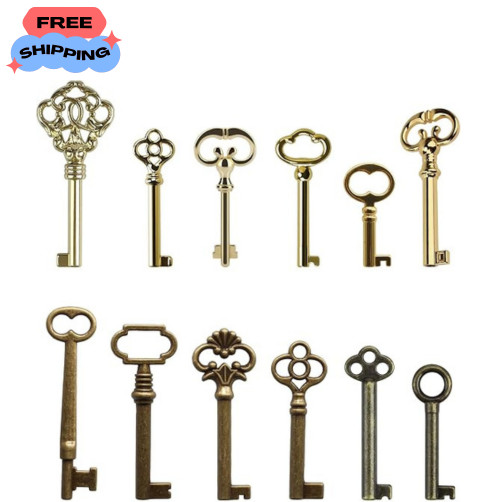 12-Key Universal Replacement Skeleton Keys Kit,Skeleton Key Set For Antique Dres