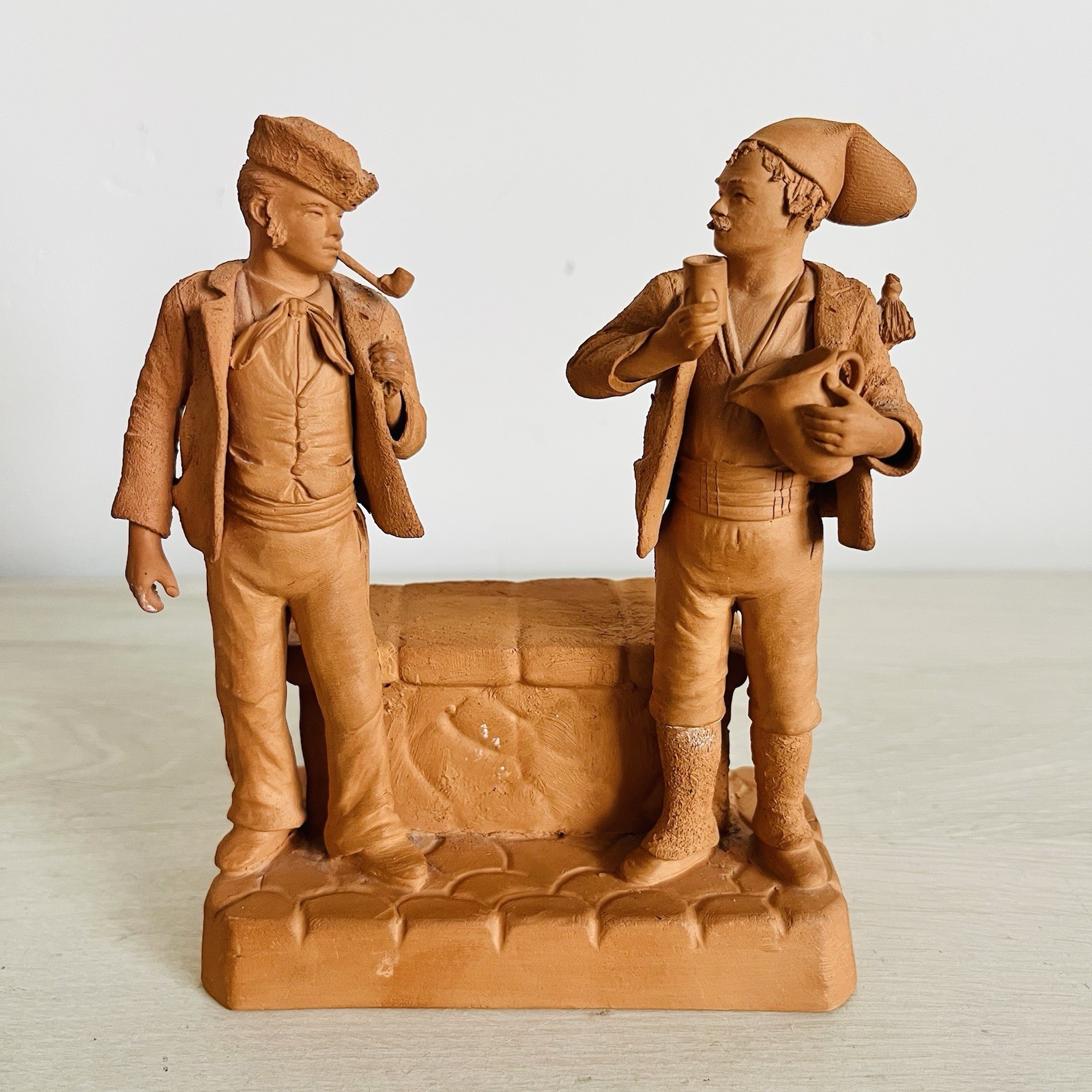 Vtg Grasso Terracotta Sculpture Sicilian Folk Art Mid Century Italy Travelers 6”