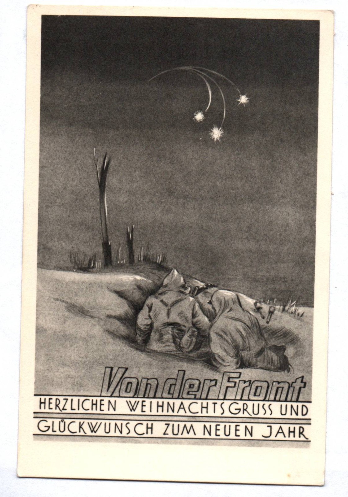 Postcard Soldiers in the Snow Christmas Greeting from the Front WW2 WW2 New Year 1943