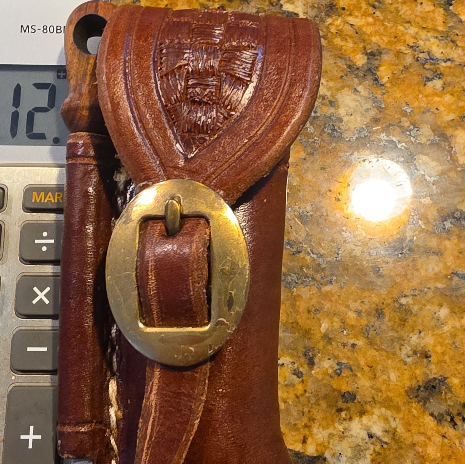 Brown Leather Knife/Tool Sheath, buckle size medium that fits #8 Opinel knife 