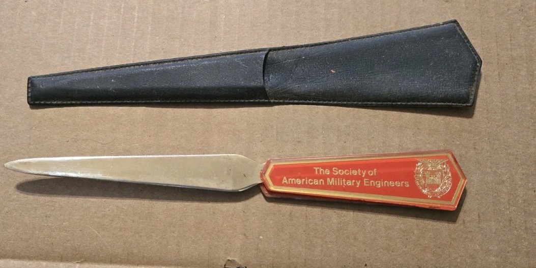 Vtg American Military Engineers Letter Opener Rock Island Post