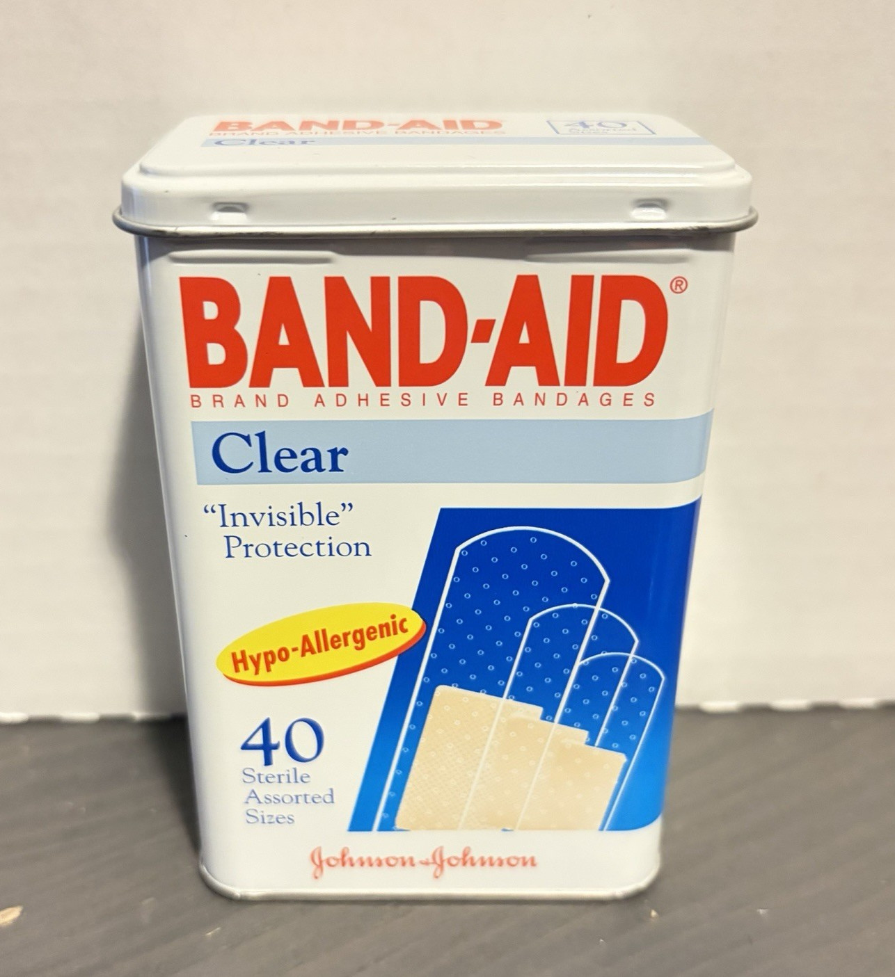 Band-Aid Clear 40 Pieces Tin EMPTY - 1990\'s Johnson & Johnson Vintage Band-Aid Clear 40 Pieces Tin EMPTY - 1990\'s Johnson & Johnson Vintage