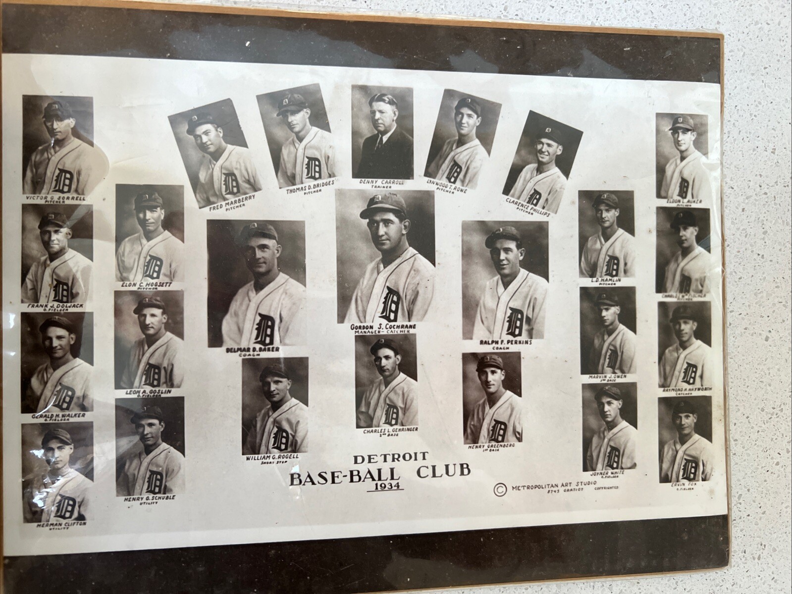 Detroit Baseball Club of 1934 Gehringer Goose Goslin Early Detroit Tigers GREAT