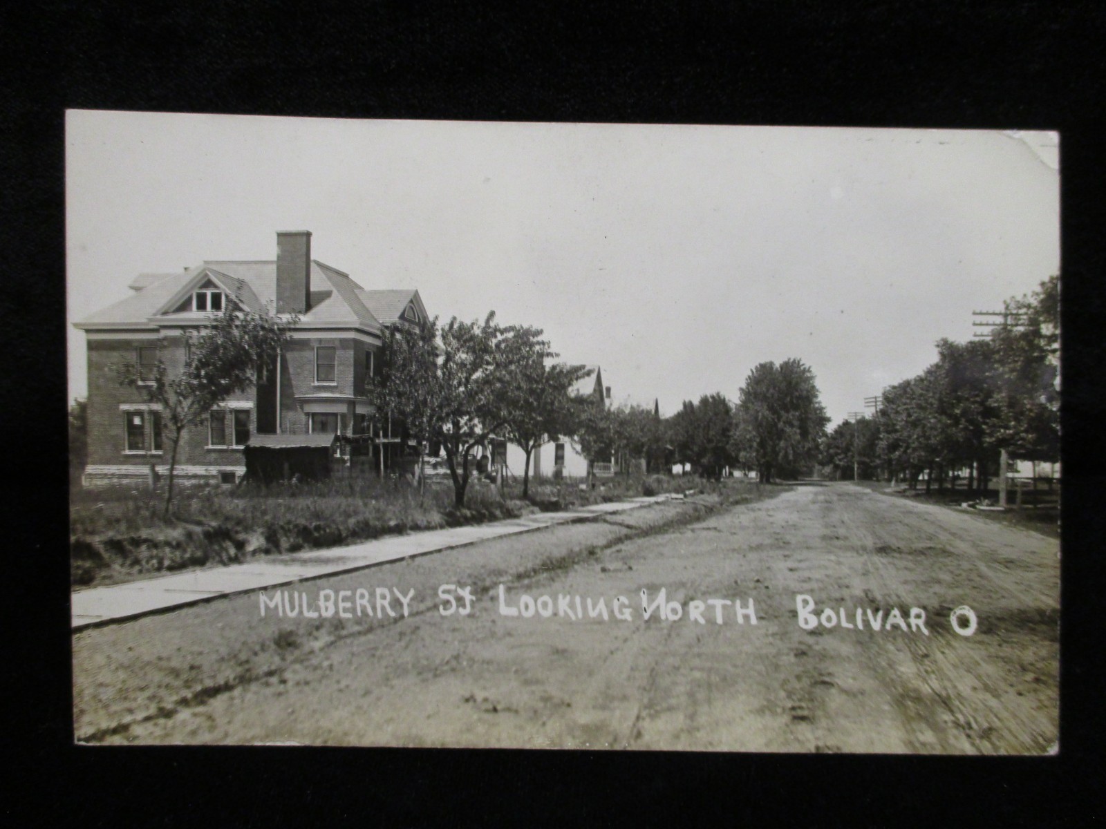 BOLIVAR OHIO View of Mulberry St Looking North Vintage 1908 RP RPPC Postcard