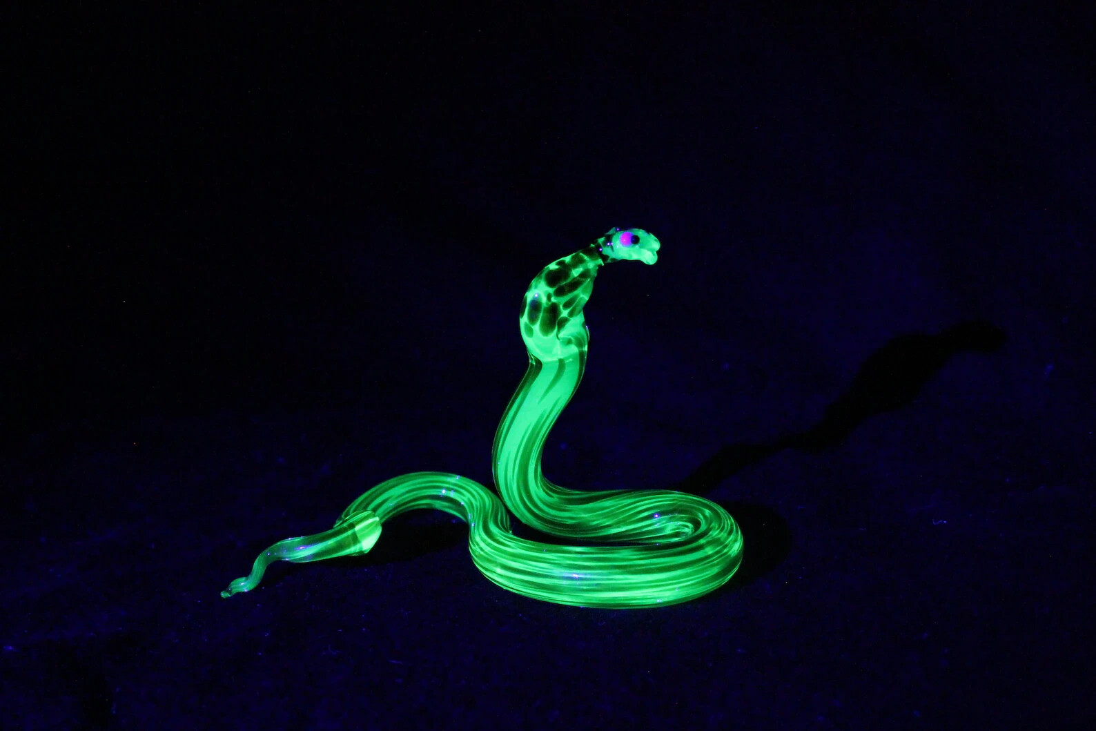 Uranium Glass Cobra Uranium Vaseline Glass Figurine Cobra Glass UV Snake Glass