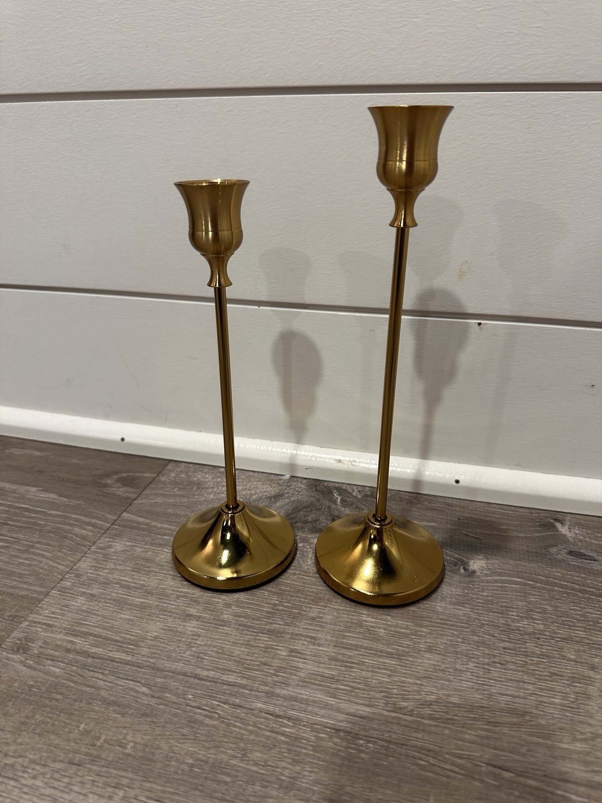 Set Of 2 Gold Toned Candlesticks