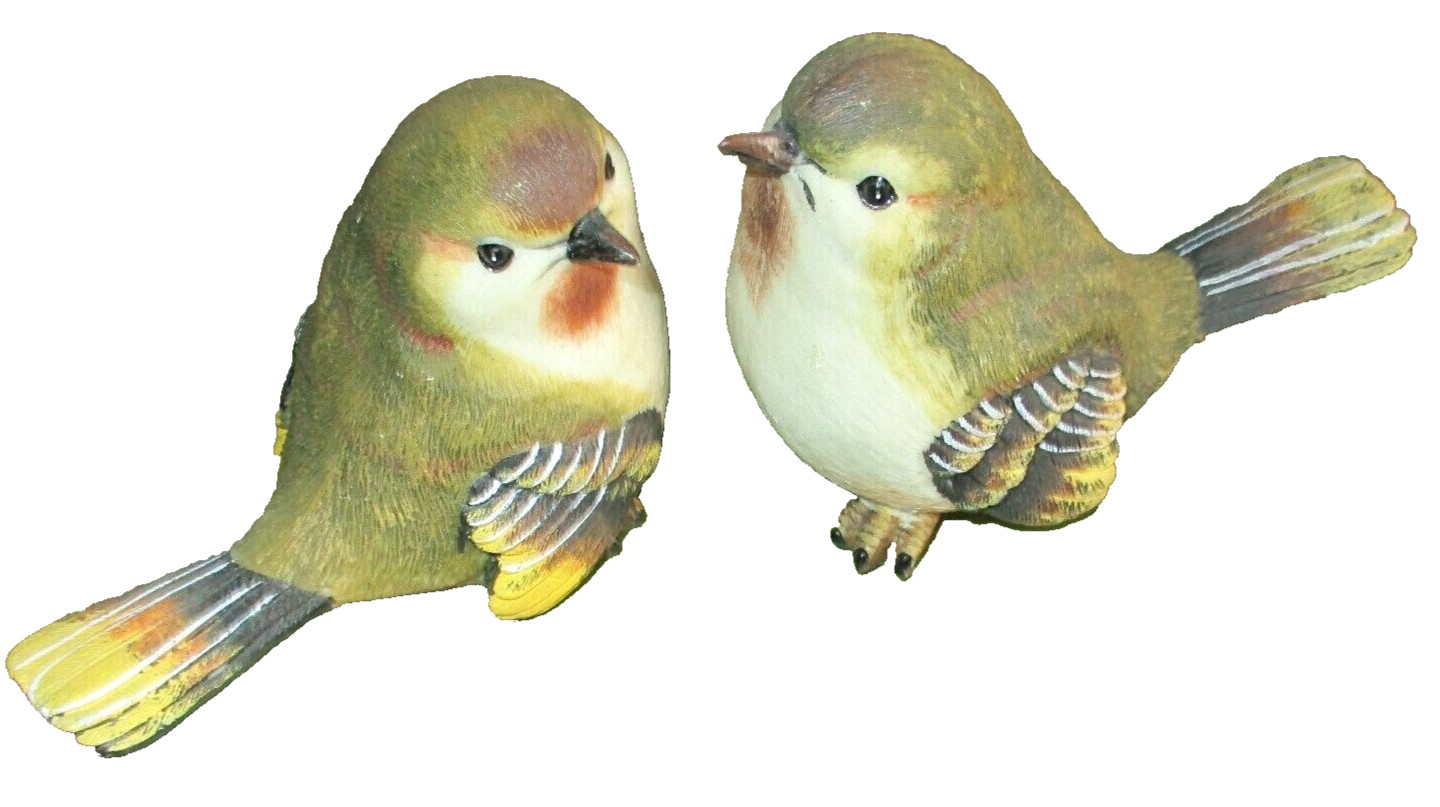 Unbranded, Seated Bird Figurines, Pair,White/Brown/Green, Charming Décor, 4-1/2\ Unbranded, Seated Bird Figurines, Pair,White/Brown/Green, Charming Décor, 4-1/2\