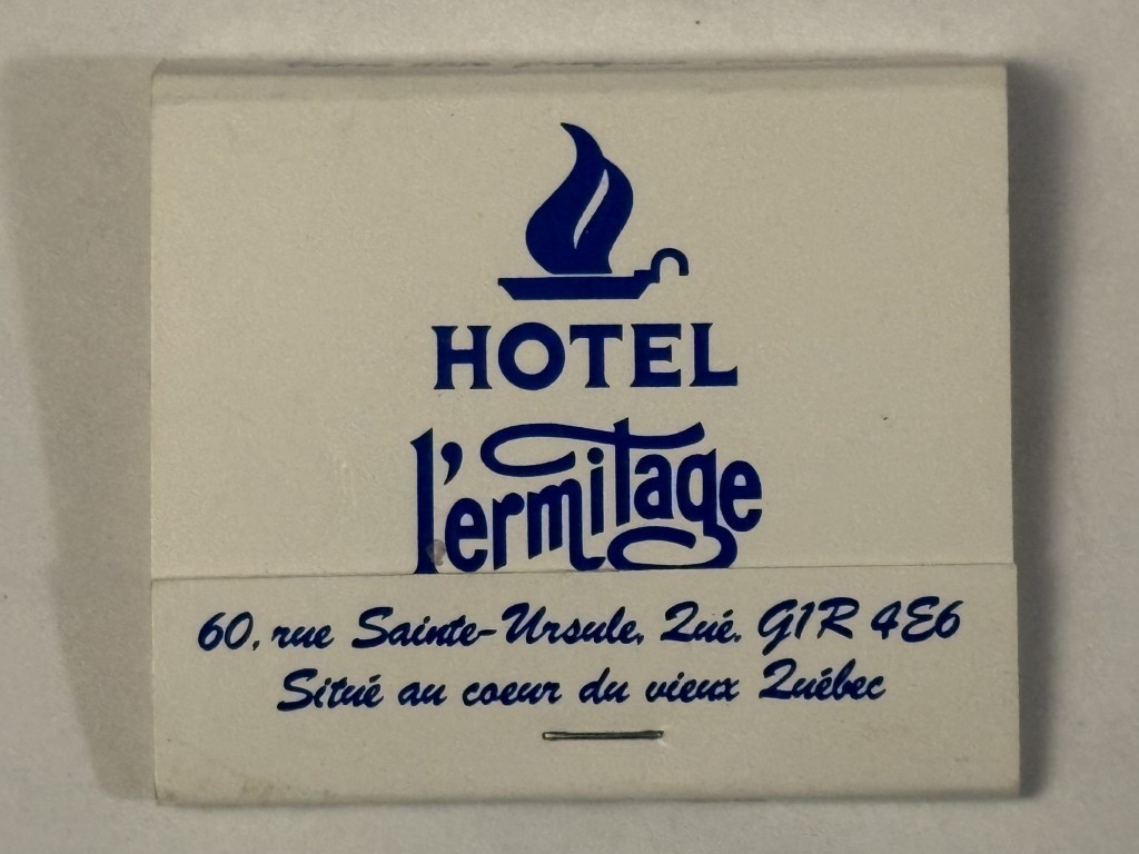 Hotel L\'Ermitage Full Matchbook Sainte Ursule Old Quebec City Canada Vintage Old
