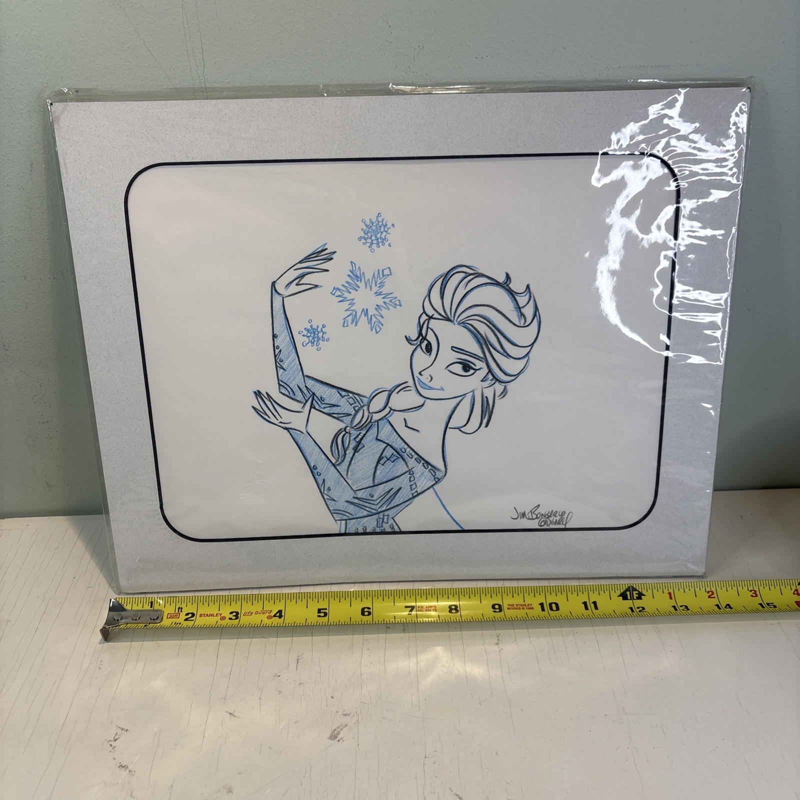 Jim Bonserio Signed Disney Frozen Elsa Original Artist Sketch Matted 11x14