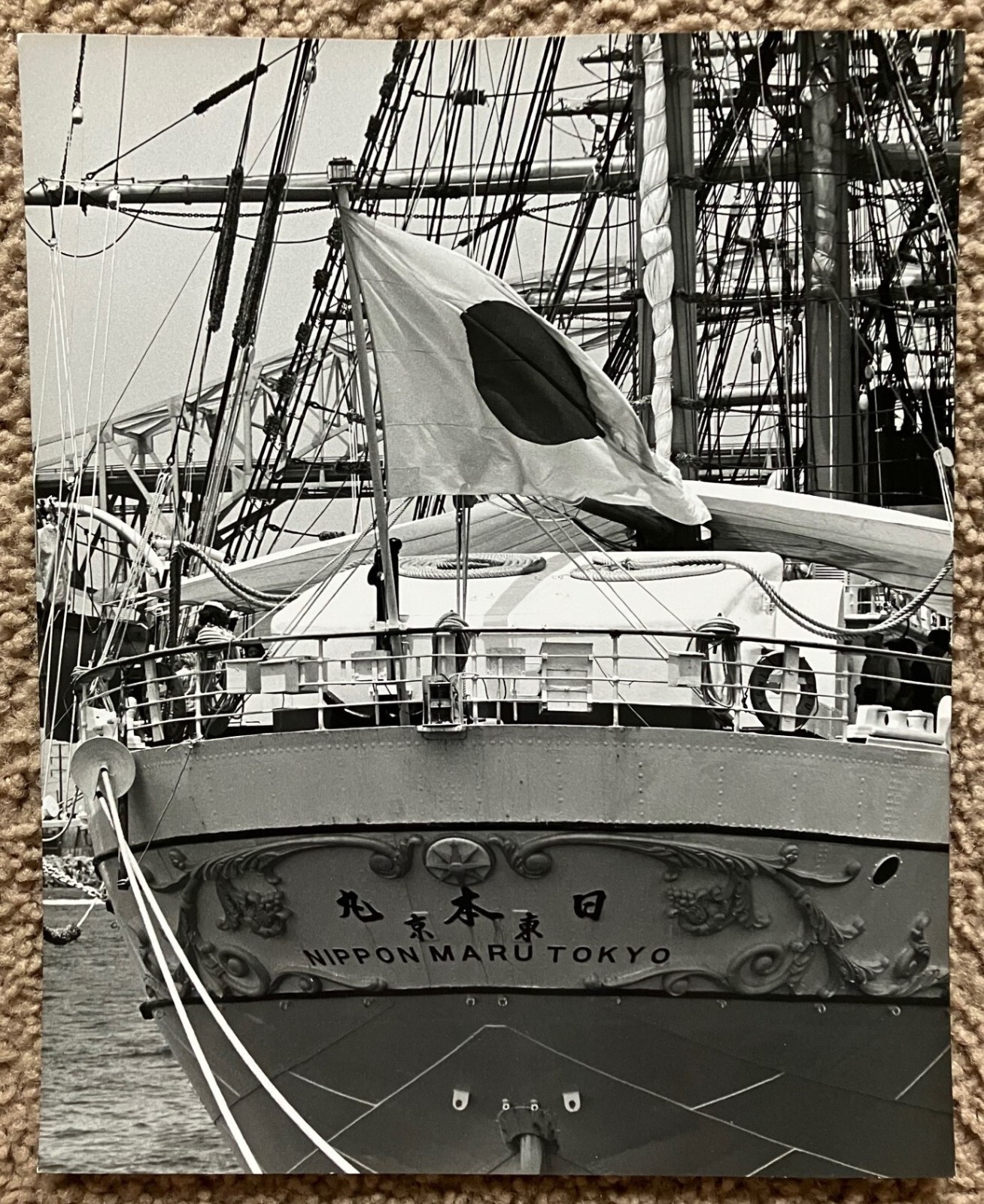 Vtg 1970\'s Original B&W Photo Nippon Maru Tokyo Sailing Ship Los Angeles CA 8x10