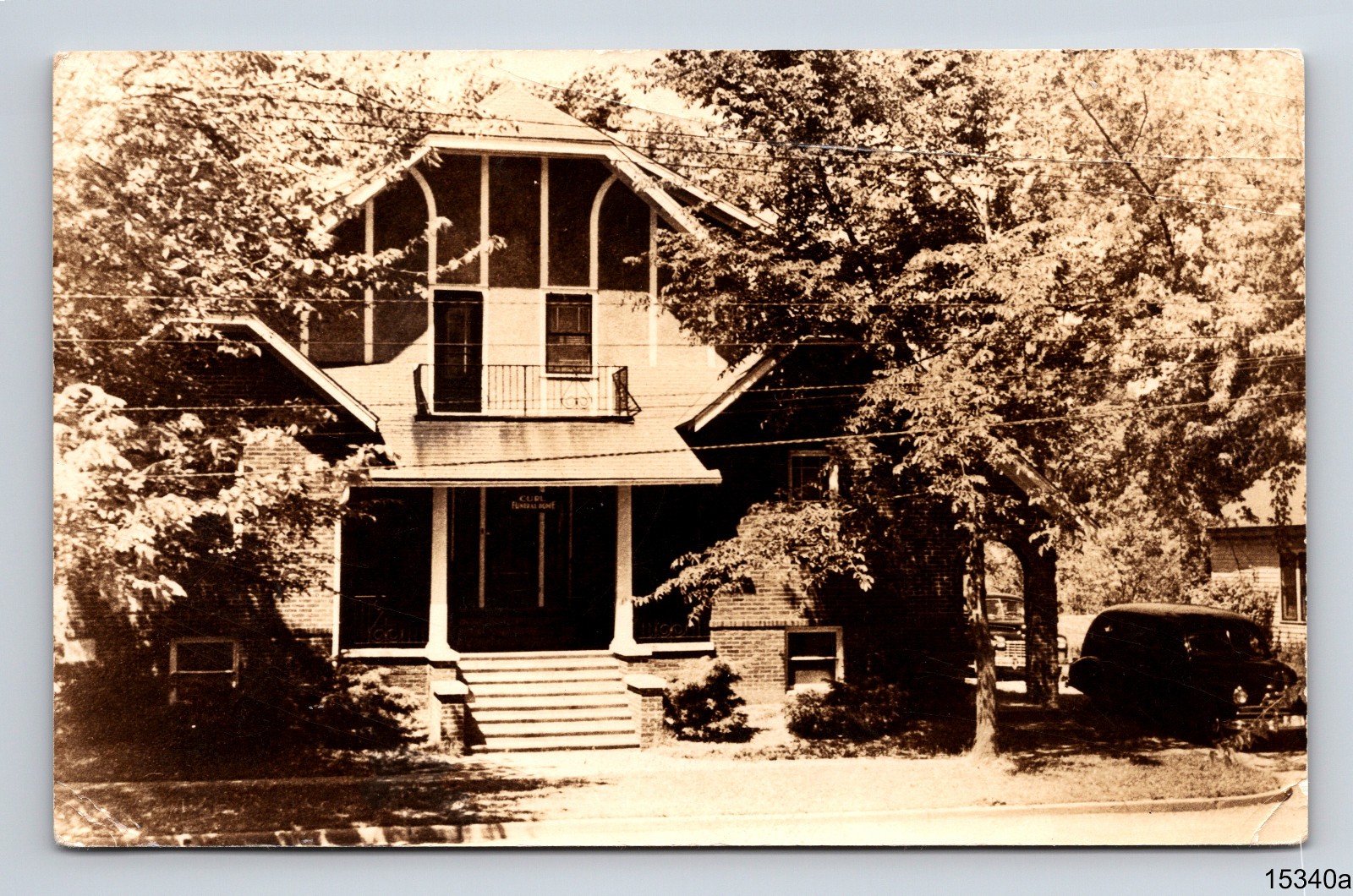 RPPC 1940's Cars Wagons Large Home Covered Porch Unknown Real Photo Postcard RPPC 1940's Cars Wagons Large Home Covered Porch Unknown Real Photo Postcard