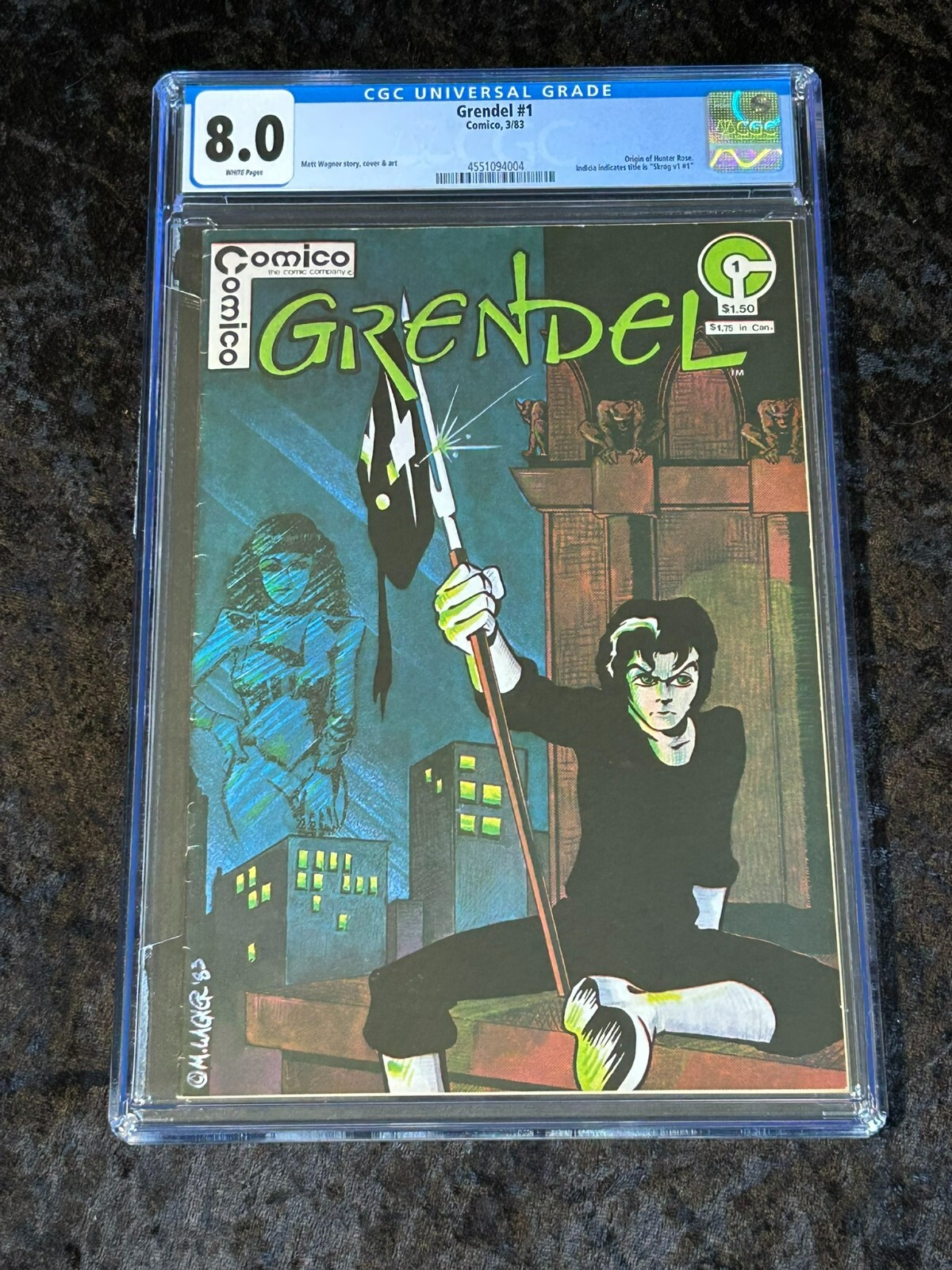 Comico 1983 Grendel #1 CGC 8.0 VF with White Pages 1st Grendal Hunter Rose