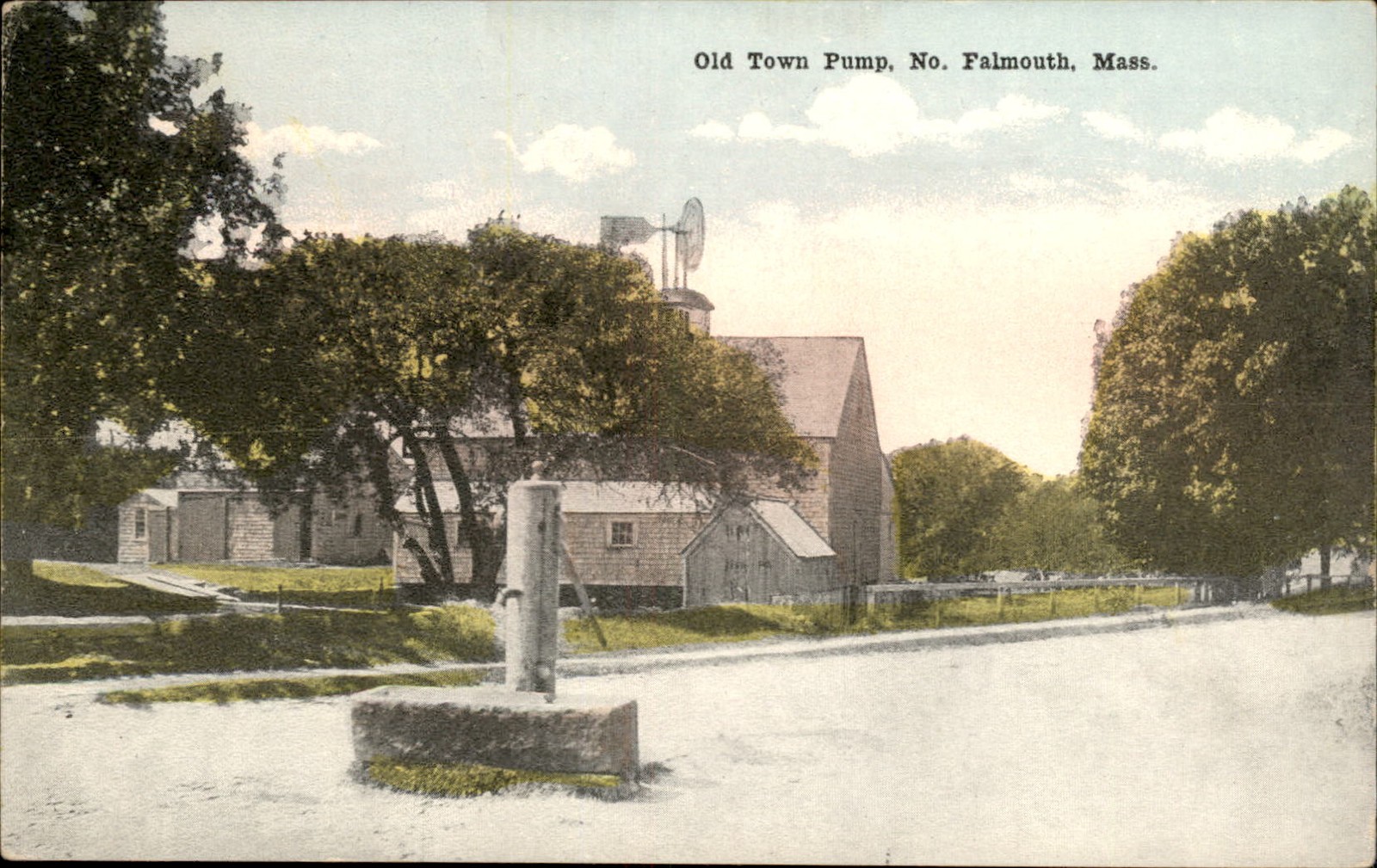 No. Falmouth MA Old Town Pump W. A. Burch c1900s-10s Vintage Postcard
