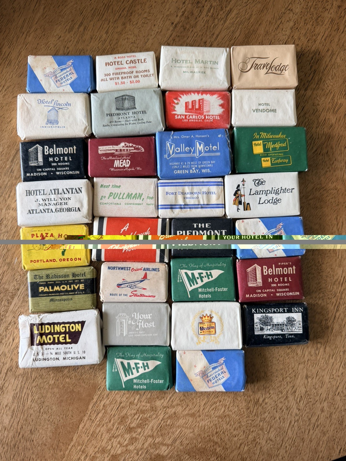 Vtg 1940s 1950s BAR SOAP Souvenir Hotel Motel Lot of 30 Travel Lodge Airline