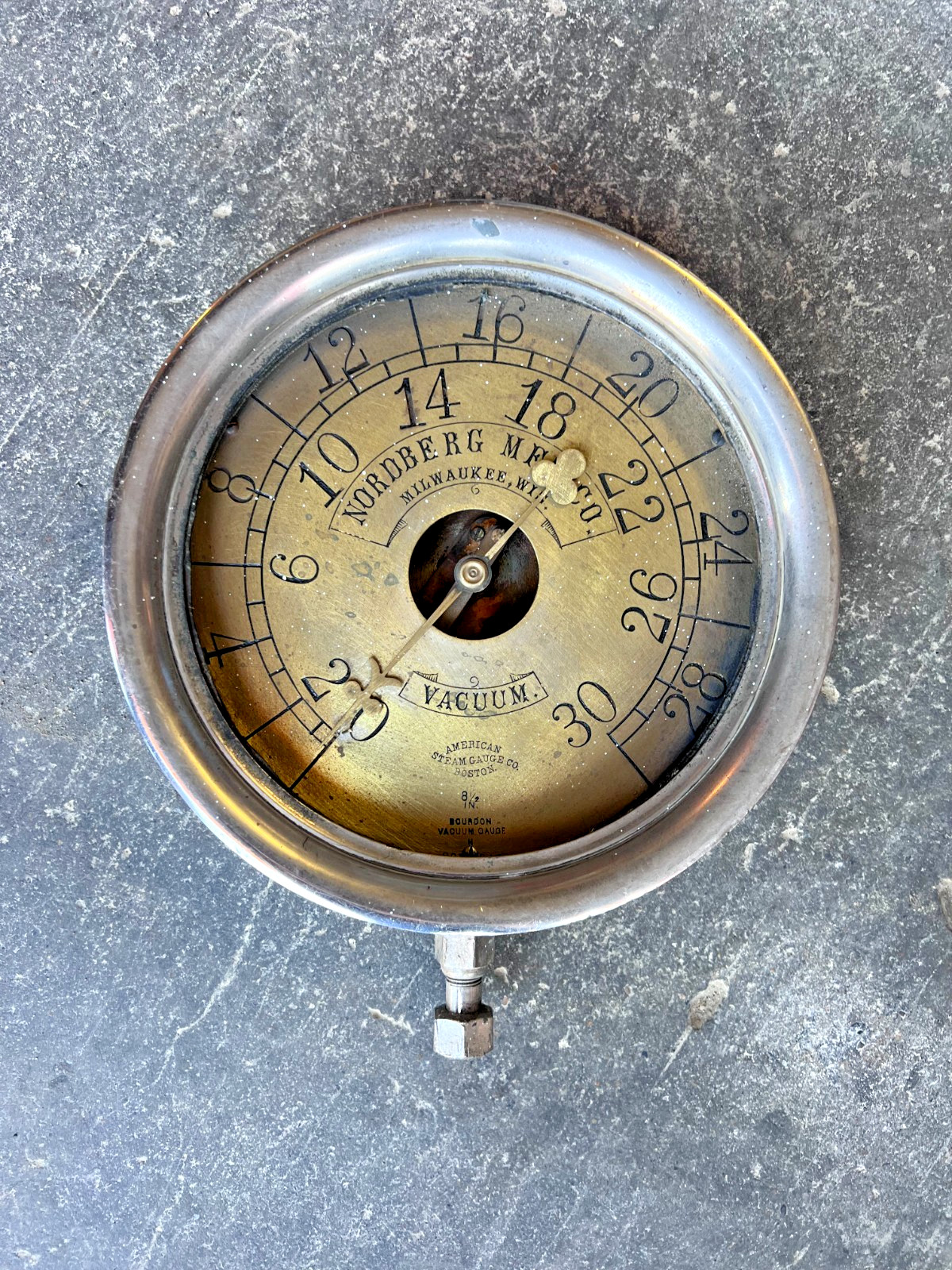 Antique Nordberg Mfg Co Milwaukee Vacuum Gauge 8.5\