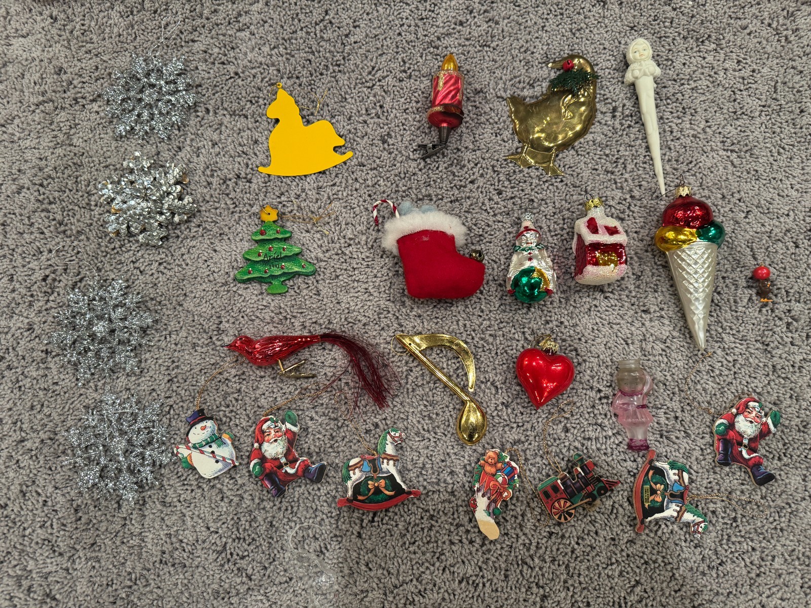 Vintage Mixed Christmas Tree Ornaments Lot Blown Glass Wood Multicolor Vintage Mixed Christmas Tree Ornaments Lot Blown Glass Wood Multicolor