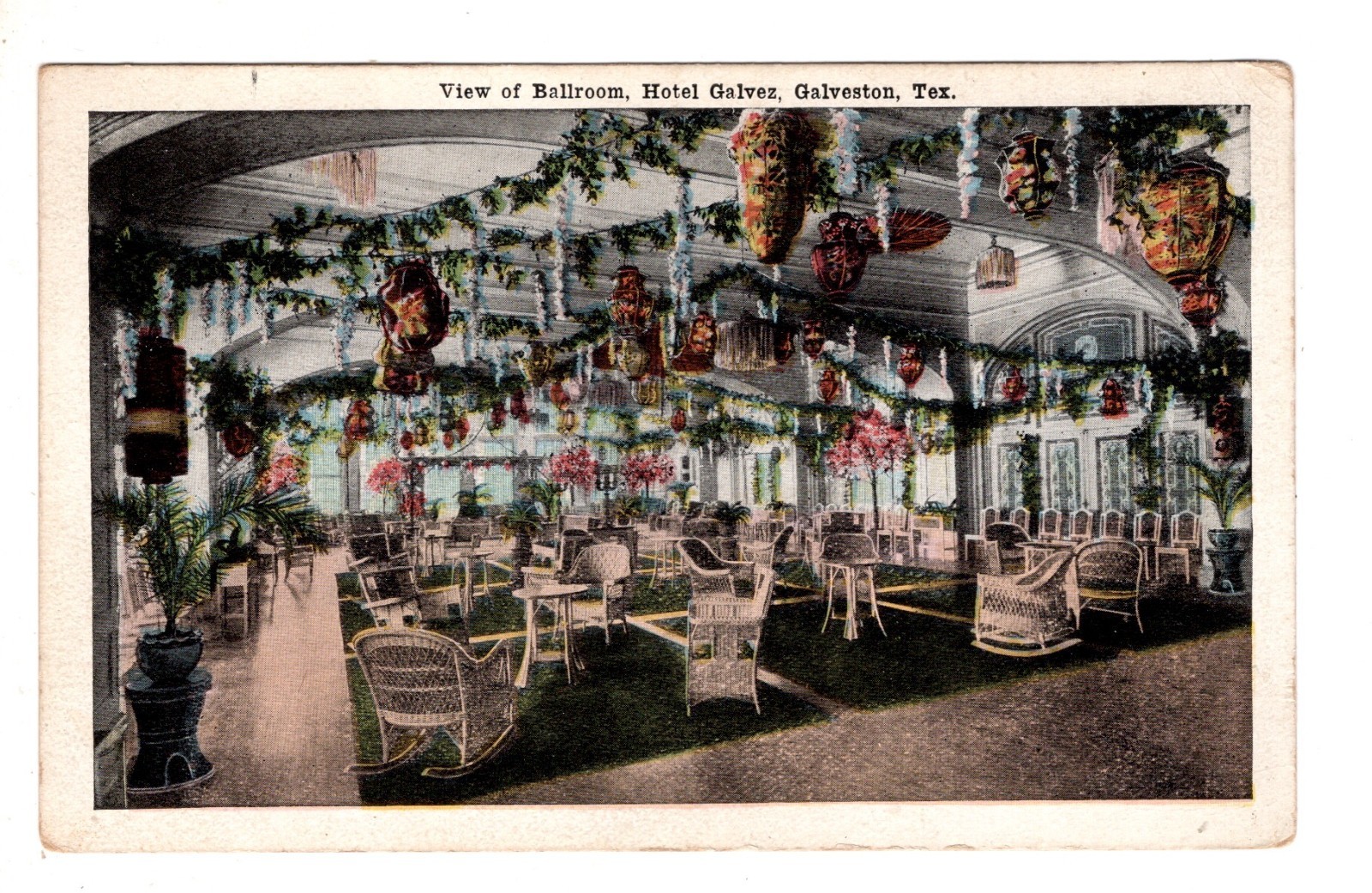 Postcard TX View of Ballroom Hotel Galvez Galveston Texas Vintage