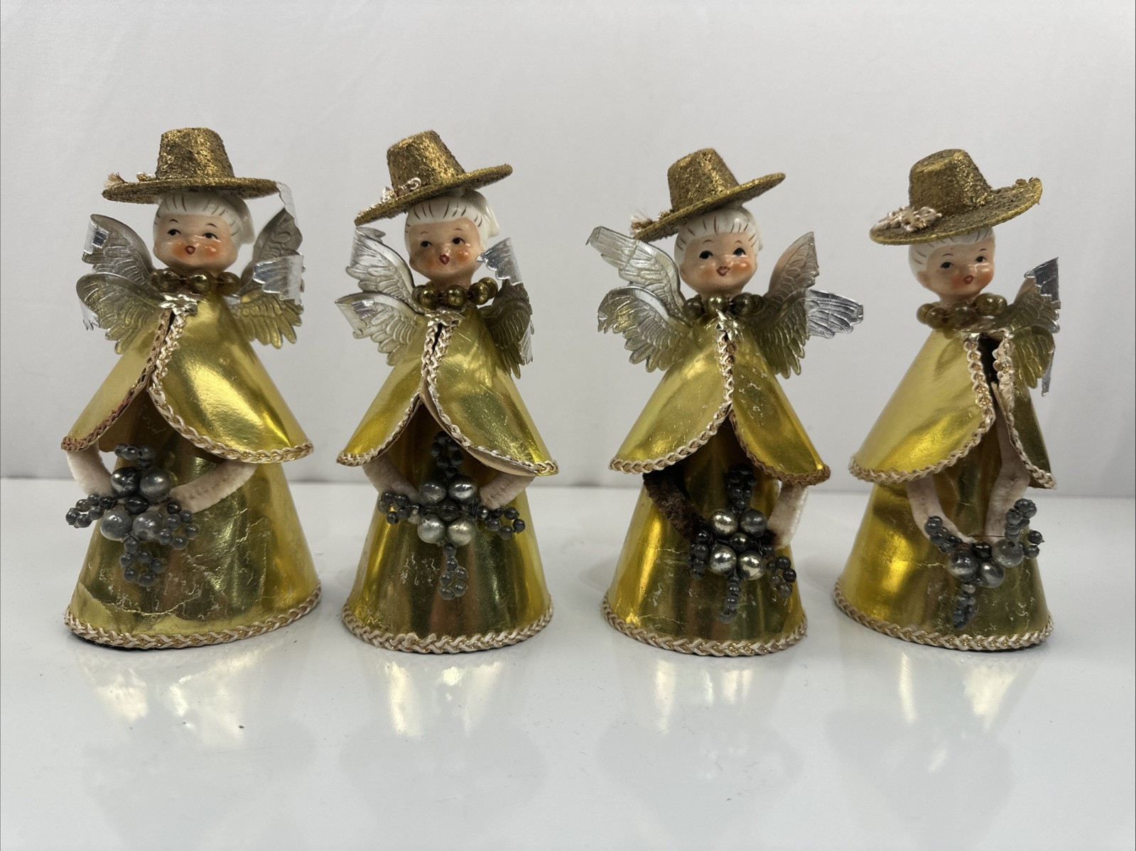 Vintage Blume Japan Gold Angel Figurines Set of 4 | Mid Century Christmas Decor