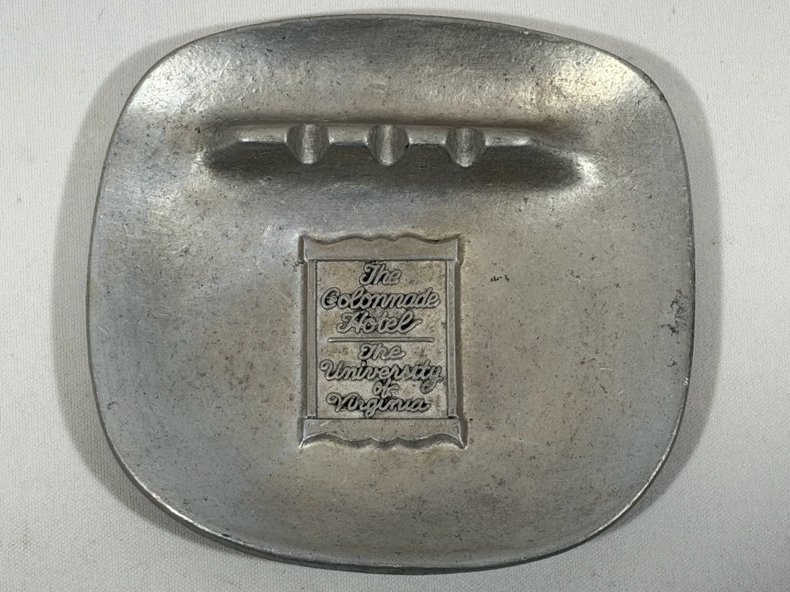 Vintage Pewter Ashtray Colonnade Hotel Virginia Old Money Retro Souvenir Decor