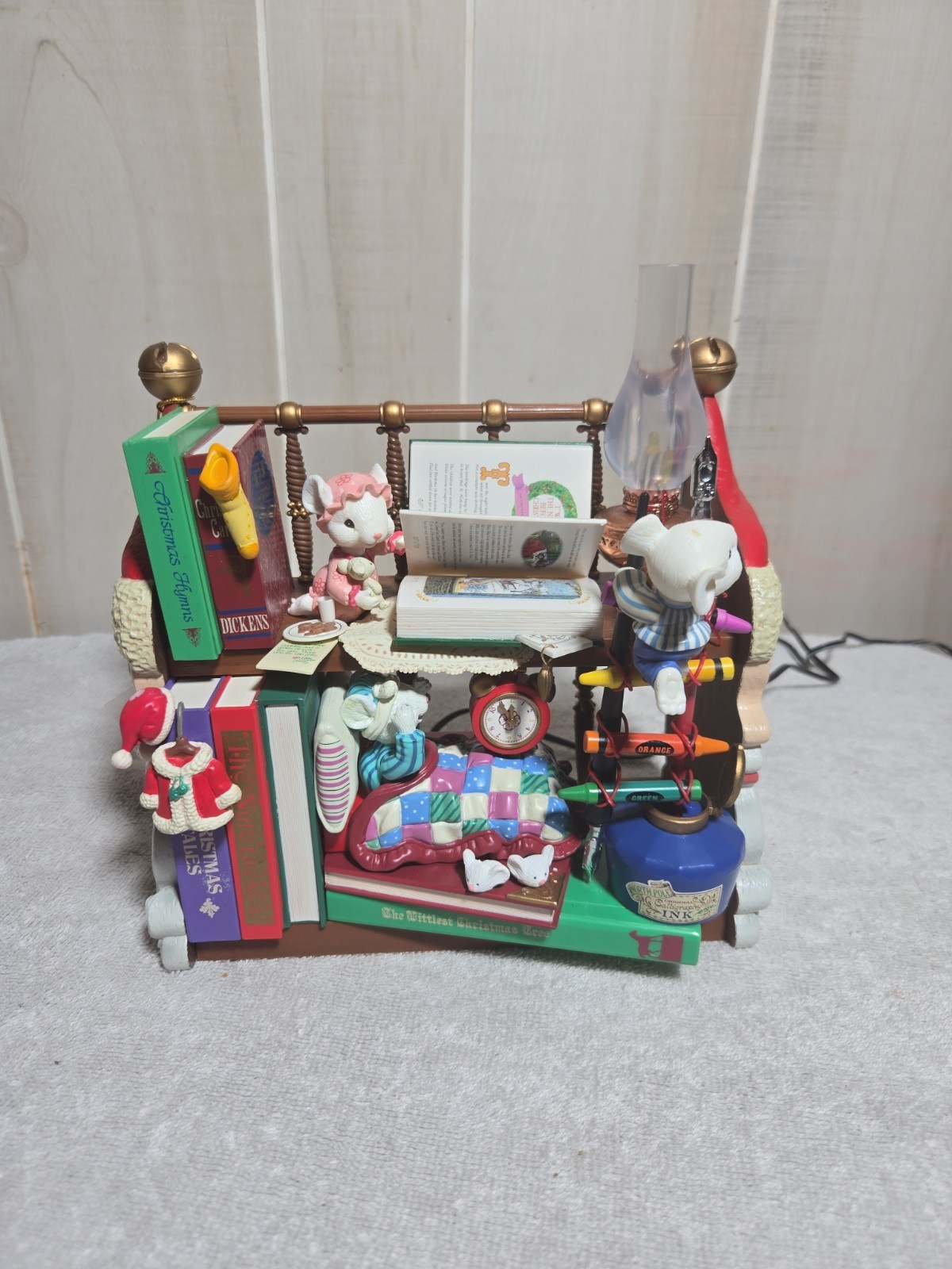 Vtg Enesco Christmas “Booked for the Holidays” Working Action Light Music 1994