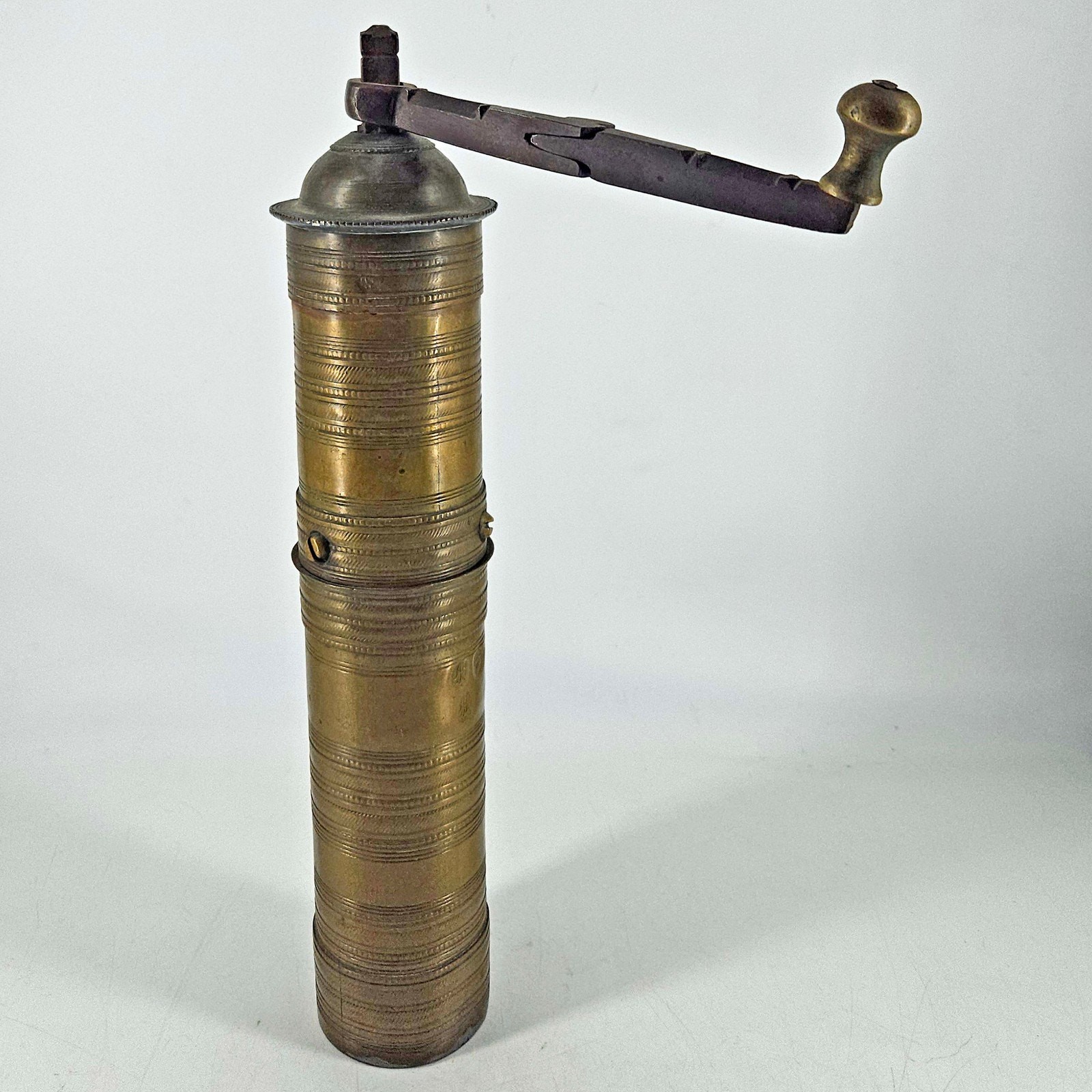 Large Antique Brass Turkish Coffee Grinder Pepper Spice Mill Unmarked 12\