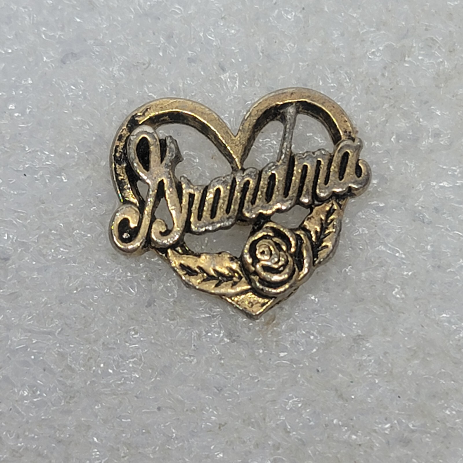 Vintage Heart Grandma Gold Toned Lapel Pin Clutch Back