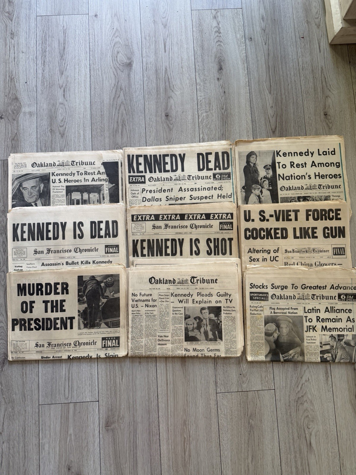 Lot of 9 Vintage Historic Newspapers JFK RFK Kennedy 1963 1968 Oakland Tribune