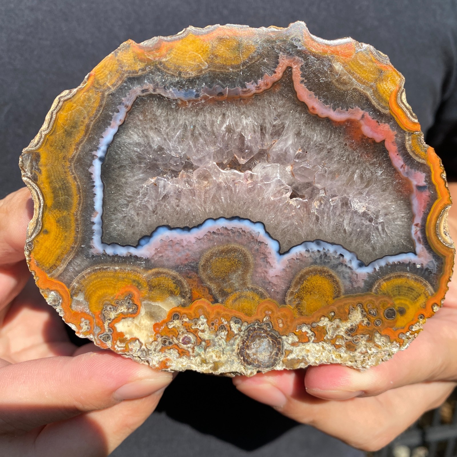 650G Natural Warring States  Agate Rough Geode Quartz Crystal Specimen