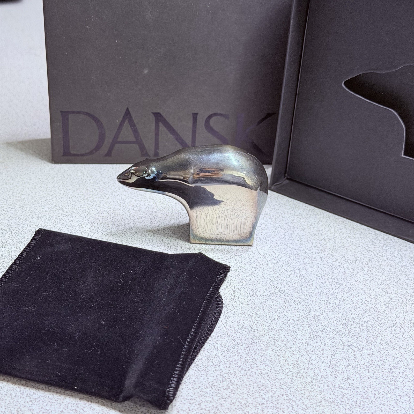 VTG Dansk Gunnar Cyren Silver Zoo Polar Bear Silverplate Japan 02166 W/ Box