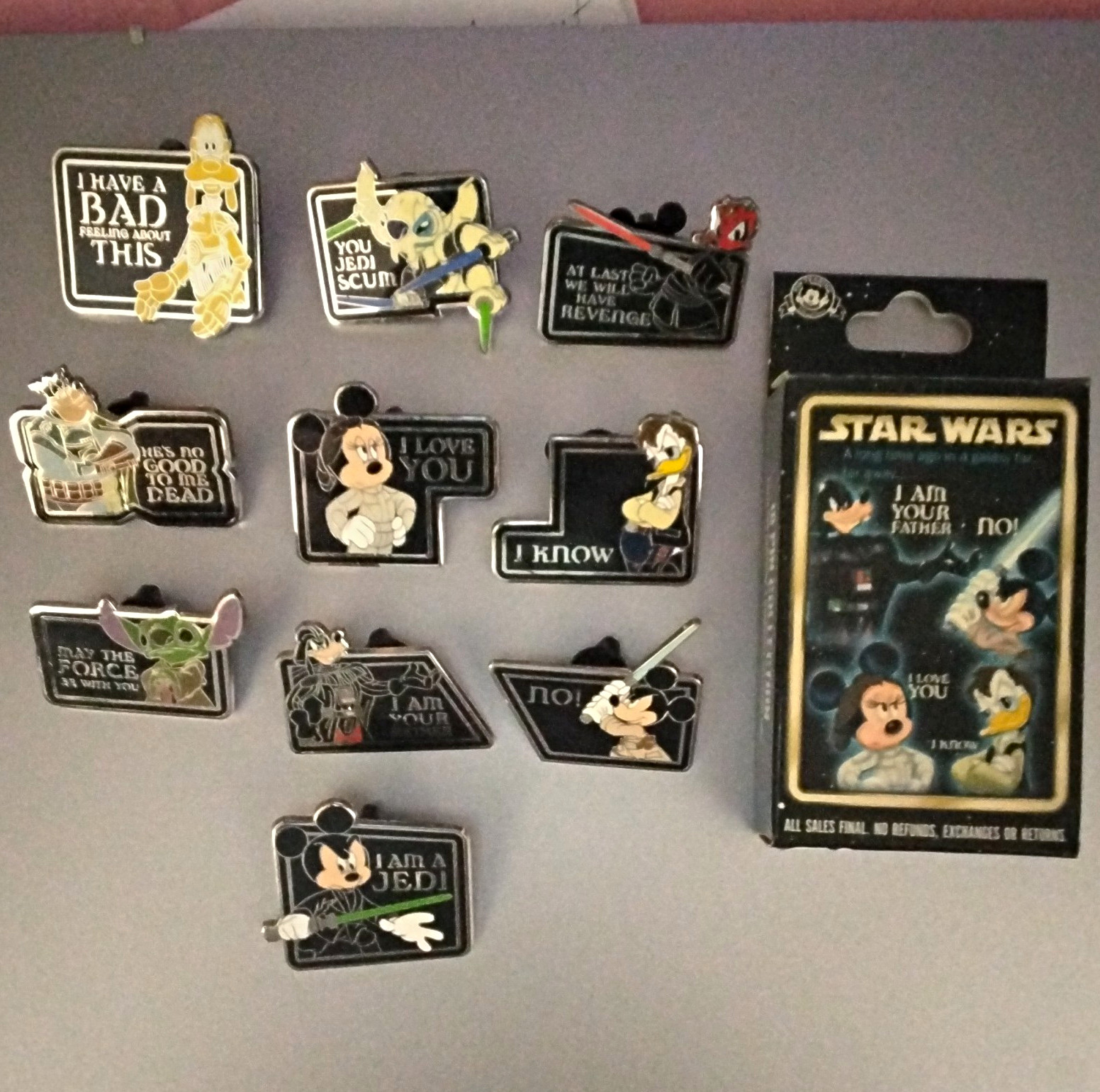 2011 Disney Star Wars 10-Pin Quotes Mystery Complete Set Collection