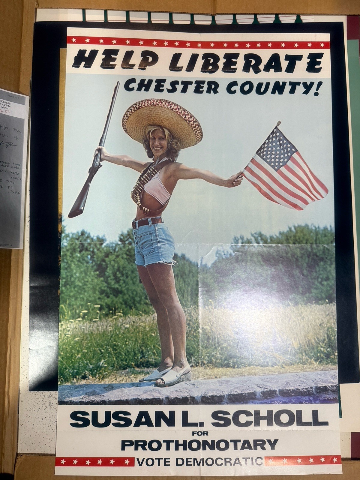 RARE 1975 Susan L. Scholl Political Poster – “Help Liberate Chester County