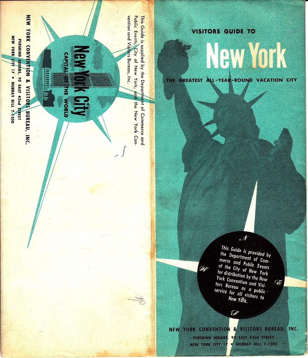 Visitors Guide to New York Convention & Visitors Bureau 1958 Brochure NYC NY