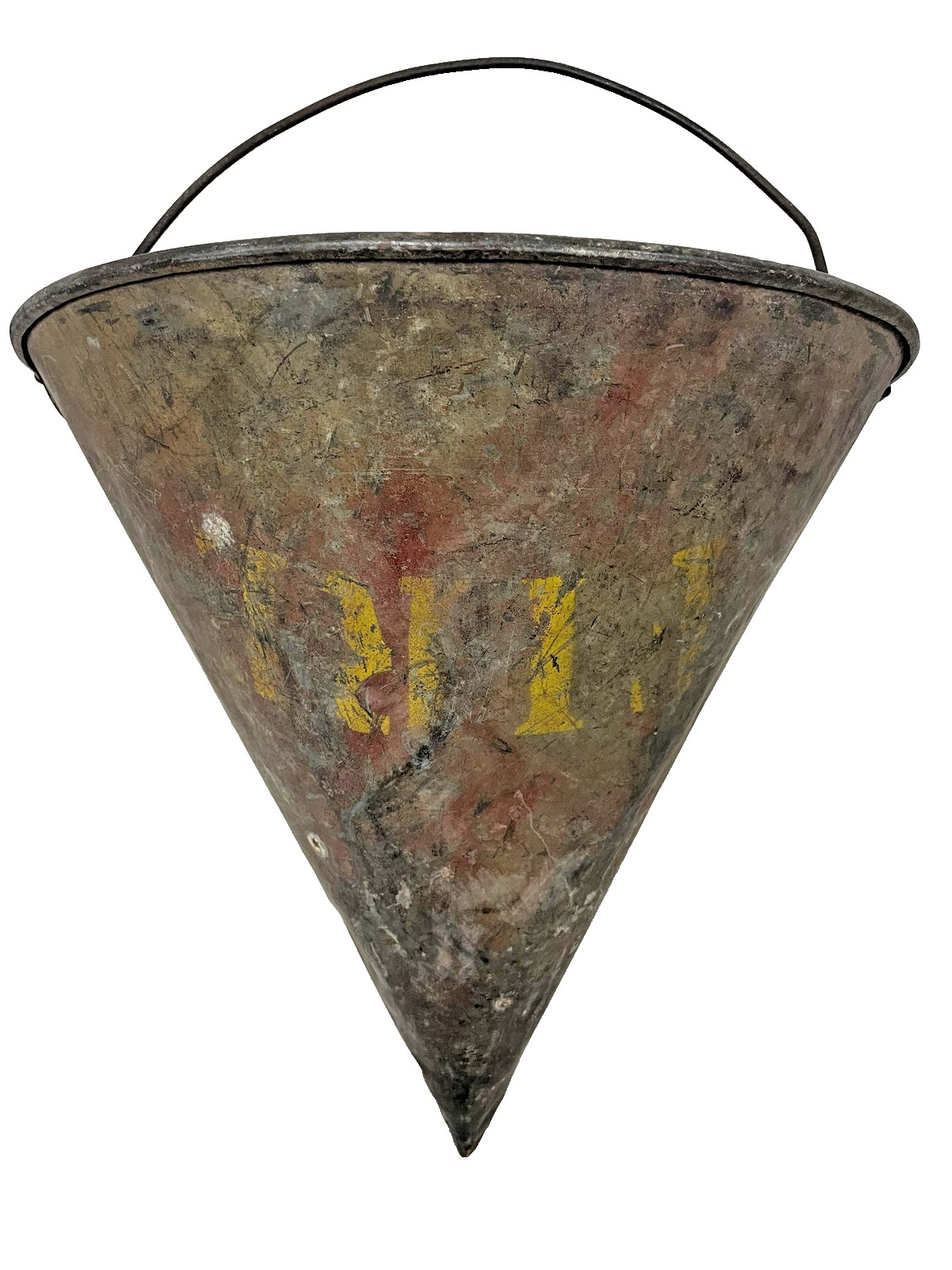 Vintage Faris Galvanized Metal Cone Fire Bucket Antique Industrial Primitive 14