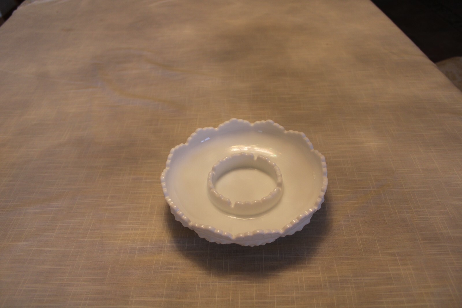 Fenton Art Glass Milk Glass Hobnail Round Pillar Candleholder Centerpiece Bowl