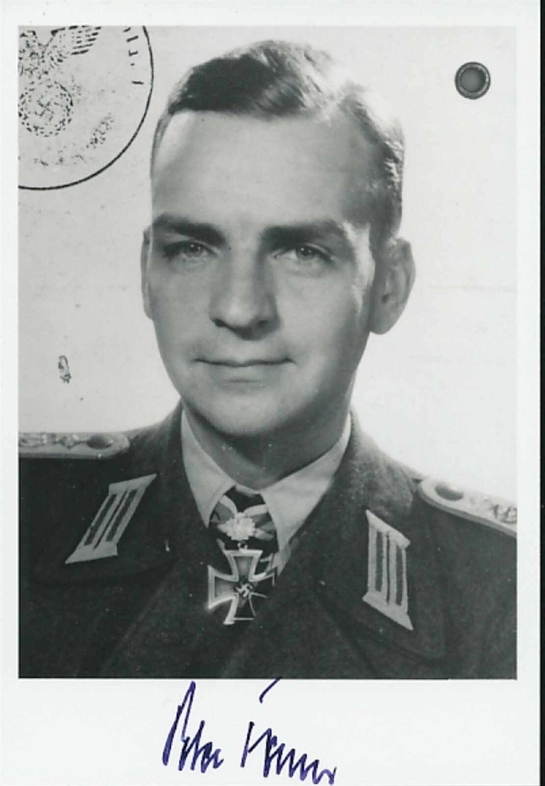 Peter Frantz signed photo. Oakleaves winner. 2nd Panzer division.