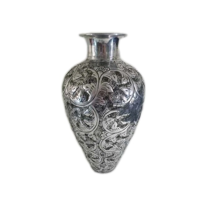 Large Hammered Aliminium Floral Motif Vase
