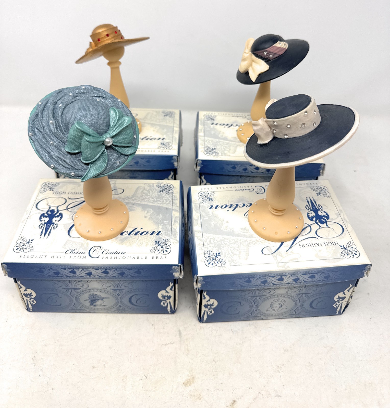 Lot of 4 High Fashion Hat Collection Miniature Lot of 4 High Fashion Hat Collection Miniature