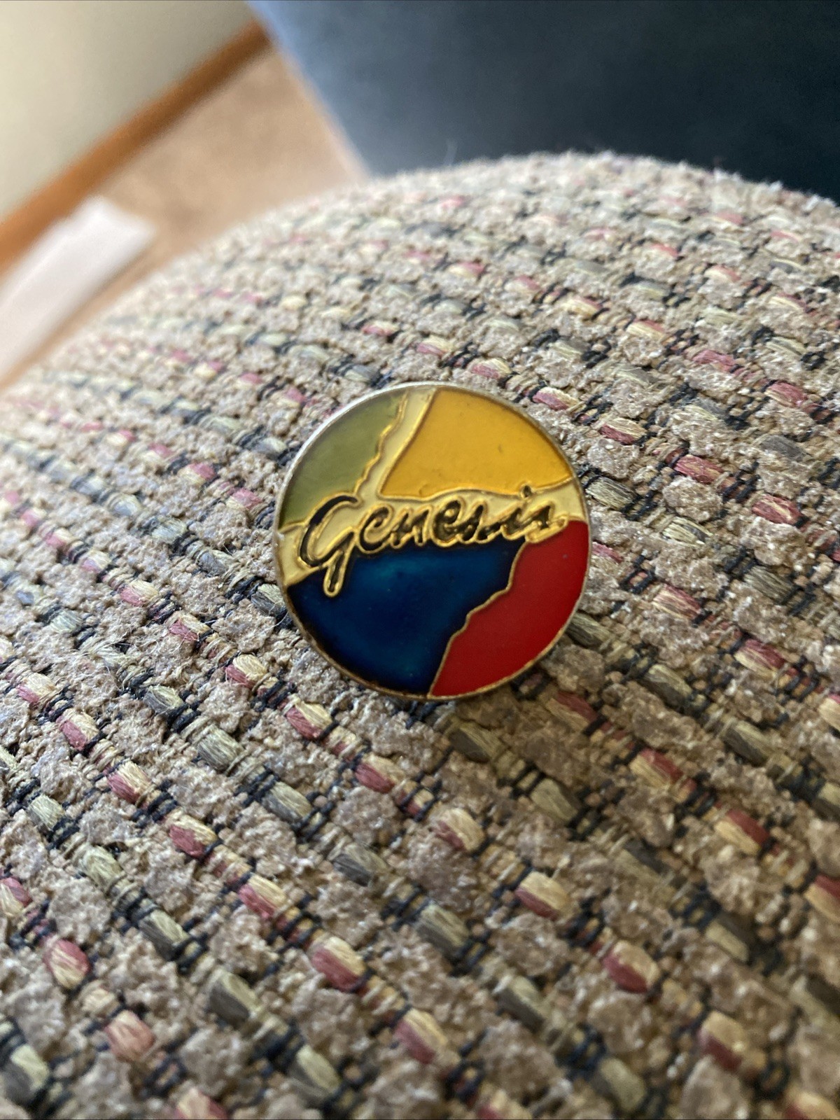 Vintage Genesis Band Abacab 1” Lapel Pin Pinback 1981 Phil Collins Peter Gabriel