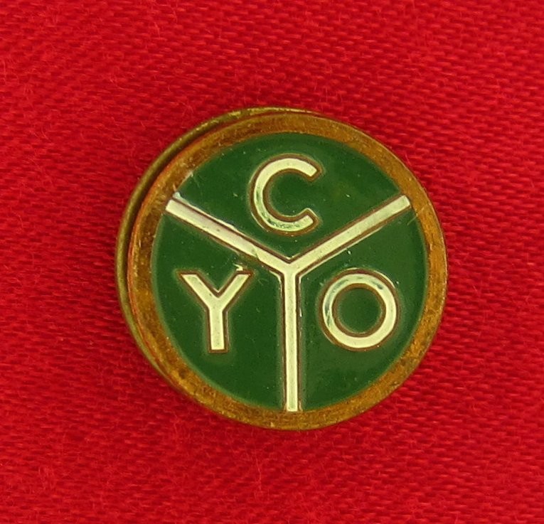 Vintage CYO Lapel Pin Catholic Youth Organization Green Enamel Catholic Jewelry