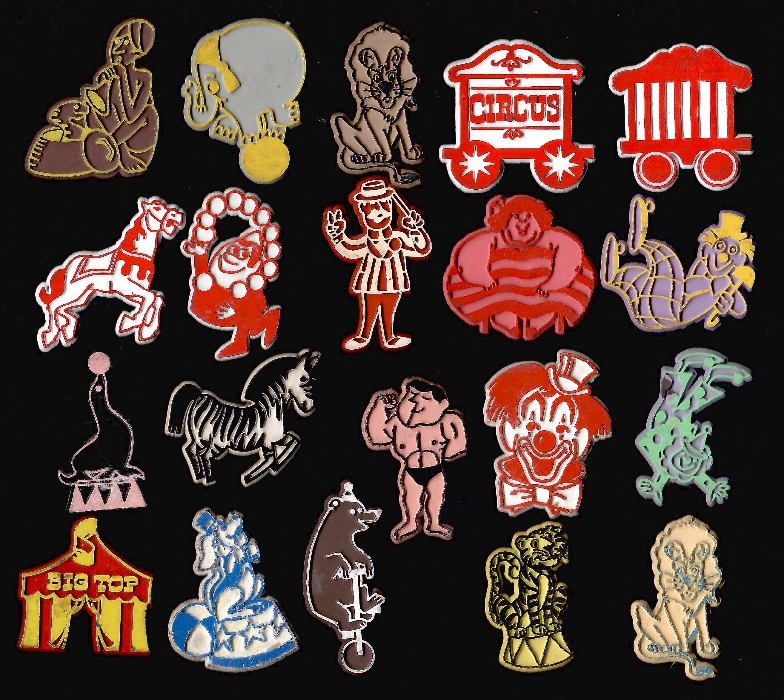 20x Circus Lot Vtg Rubber Flexible Fridge Magnet Novelty '70s