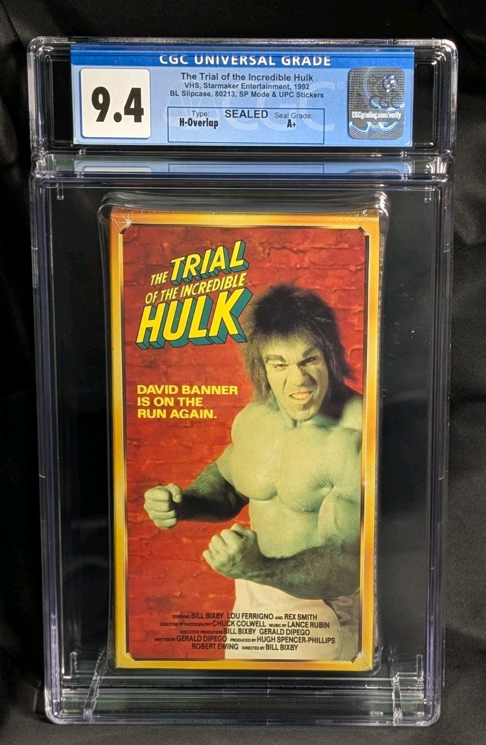 CGC 9.4 A+ The Trial of the Incredible Hulk Slipcase VHS Marvel 1992