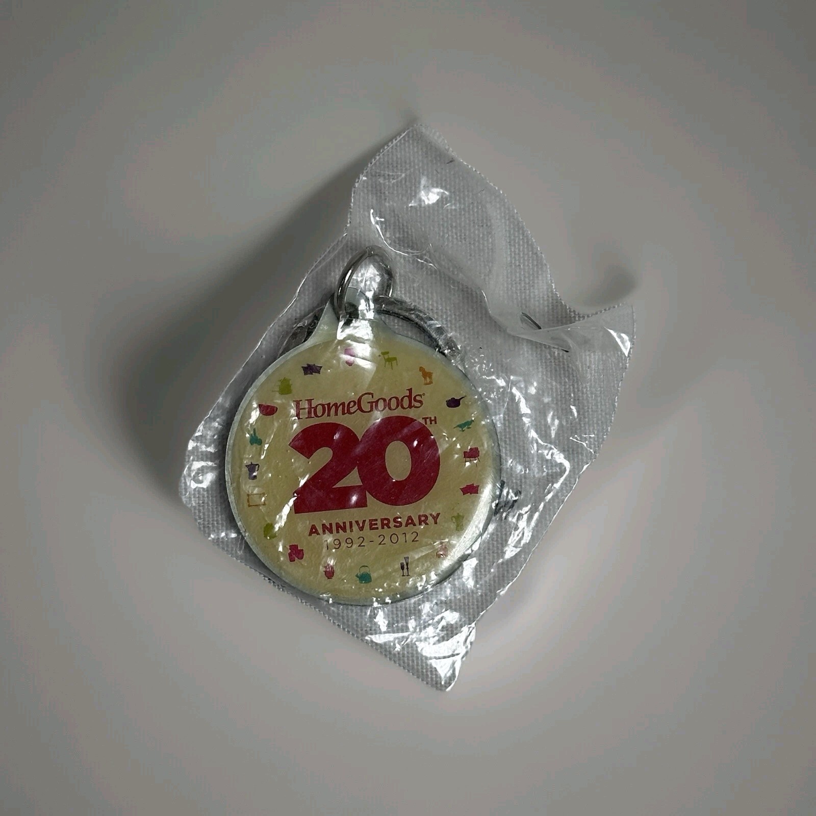 Vintage Home Goods 20th Anniversary Harvey Metal Keychain Rare  ~ NOS