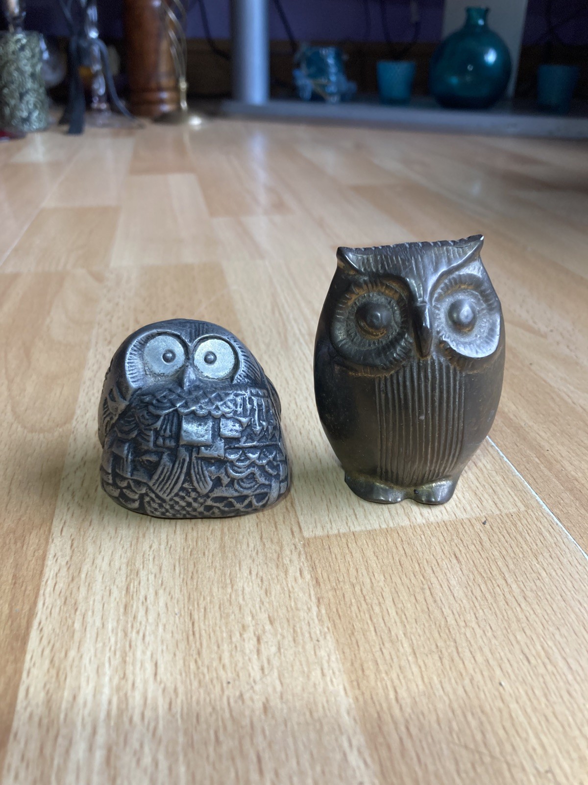 2 Vintage Heavy Metal Owls Pewter? Bronze? Brass? 🦉 