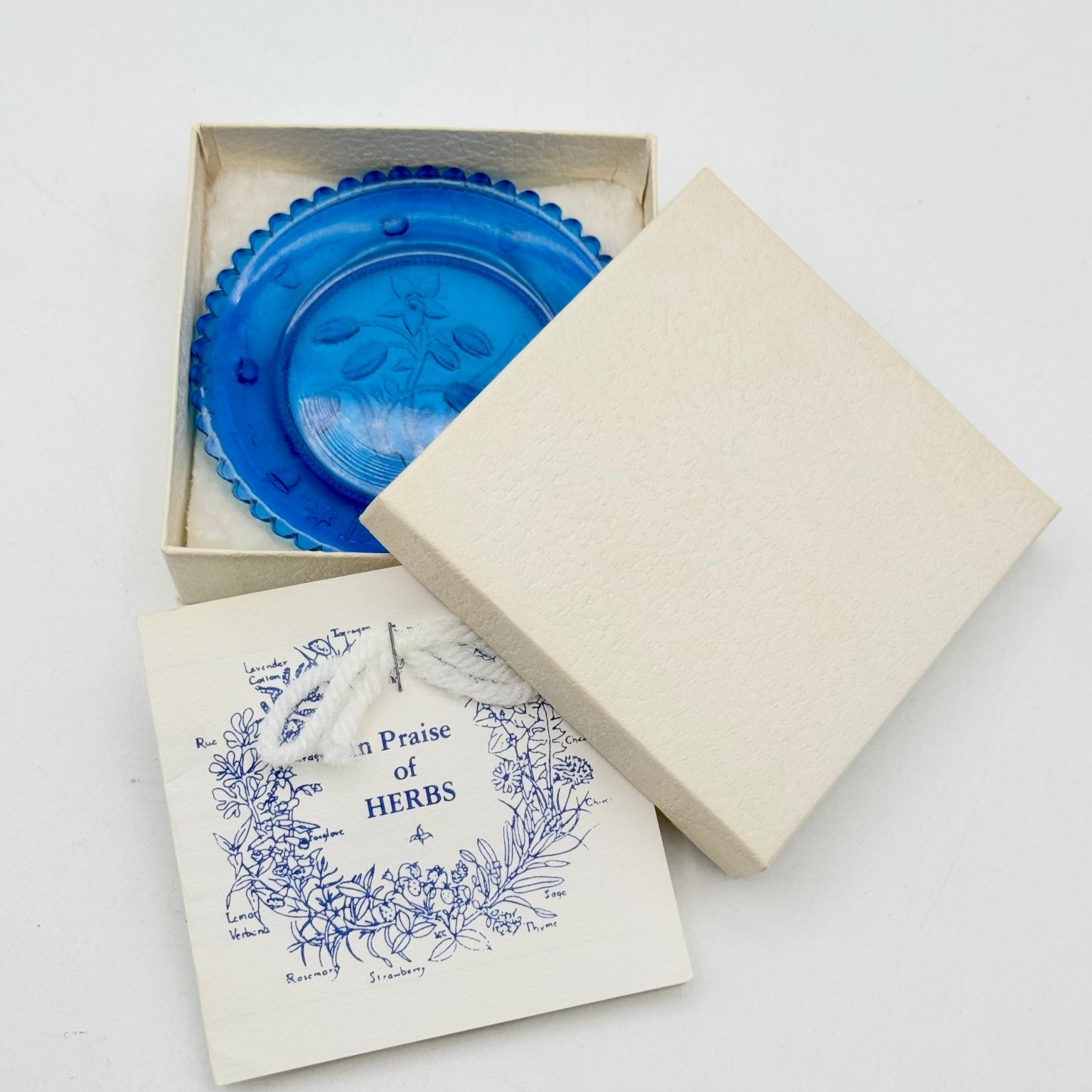 Vintage T.M. Barger Co. Inc. Borage Blue Hand Pressed Lead Crystal Herb Plate Vintage T.M. Barger Co. Inc. Borage Blue Hand Pressed Lead Crystal Herb Plate