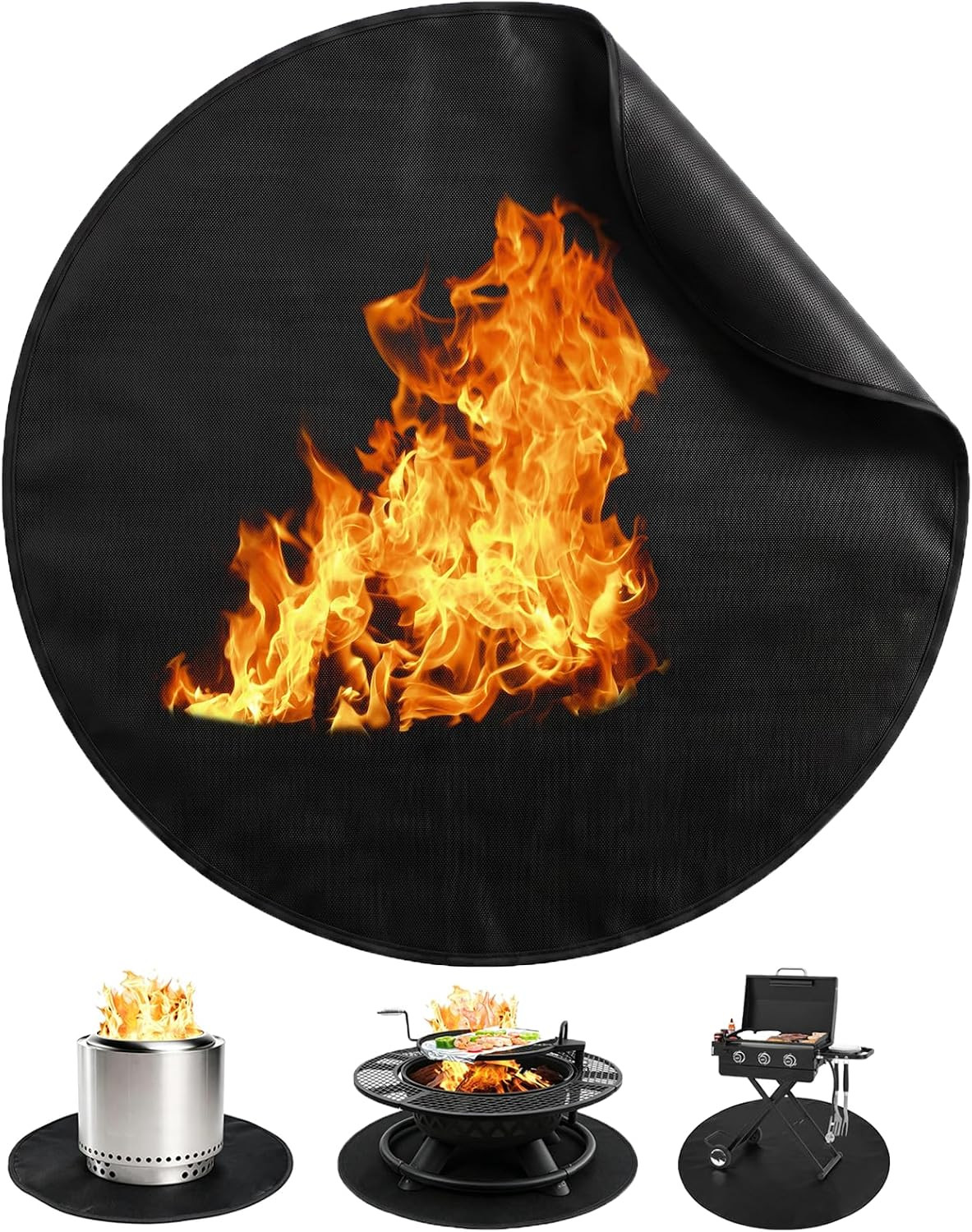 Fire Pit Mat round 42\'\' for Solo Stove Bonfire,Oilproof Grill Mat Fire Pit Mat round 42\'\' for Solo Stove Bonfire,Oilproof Grill Mat