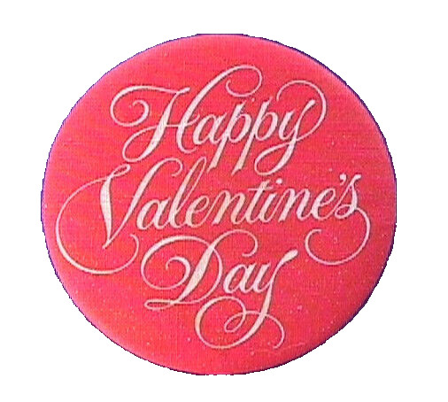 Hallmark BUTTON PIN Valentines Vintage Happy HEART Day 1978 Hoilday Pinback