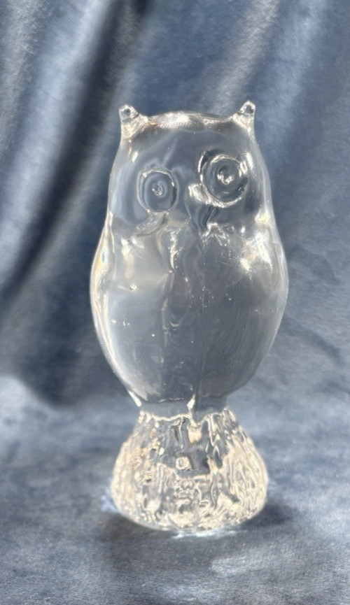 Reijmyre Swedish Crystal Glass Owl Figurine 3.25” Collectable