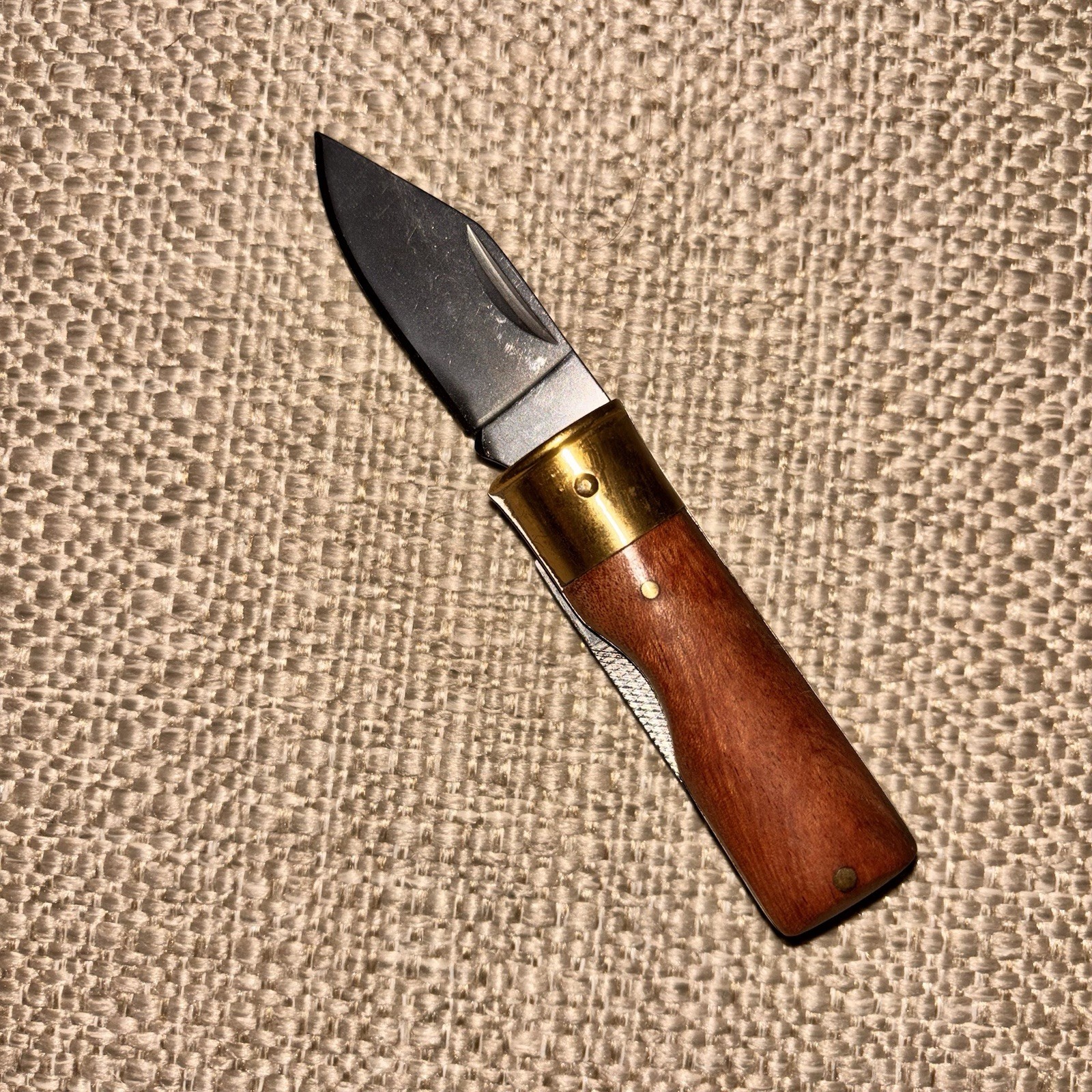 Vintage Orvis Shotgun Shell Folding Pocket Knife, Wood Handle