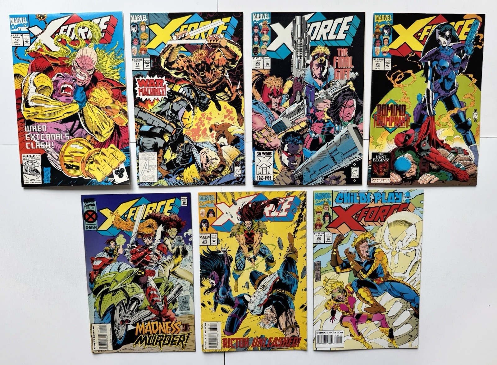 X-Force #12 21-23 32 34 40 Marvel 1992-94 Cable Deadpool 7 Comic Lot VF/NM